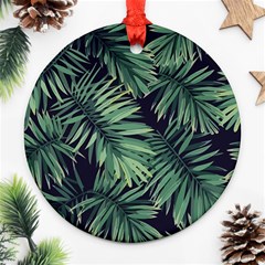 Green Palm Leaves Round Ornament (two Sides) by goljakoff