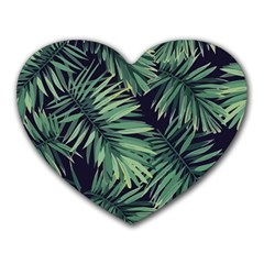 Green Palm Leaves Heart Mousepads by goljakoff