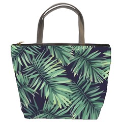 Green Palm Leaves Bucket Bag by goljakoff