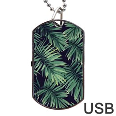 Green Palm Leaves Dog Tag Usb Flash (one Side)