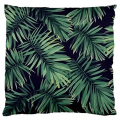 Green Palm Leaves Large Cushion Case (two Sides) by goljakoff