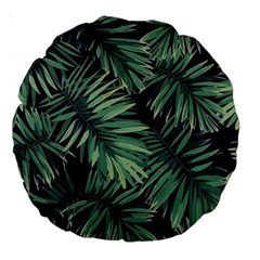 Green Palm Leaves Large 18  Premium Round Cushions by goljakoff