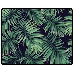 Green Palm Leaves Double Sided Fleece Blanket (medium)  by goljakoff