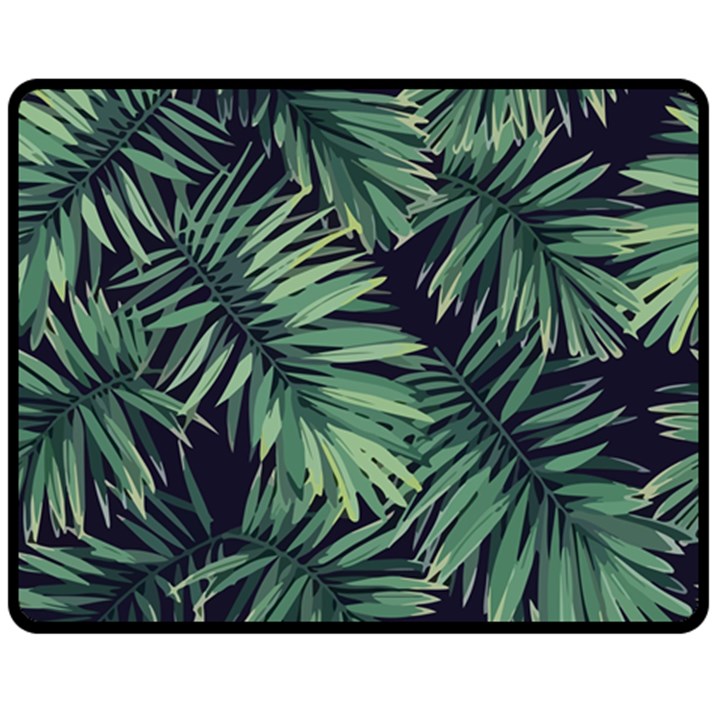 Green palm leaves Double Sided Fleece Blanket (Medium) 