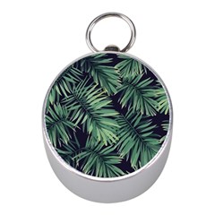 Green Palm Leaves Mini Silver Compasses by goljakoff