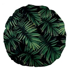 Green Palm Leaves Large 18  Premium Flano Round Cushions by goljakoff