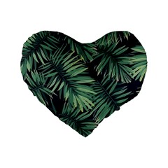 Green Palm Leaves Standard 16  Premium Flano Heart Shape Cushions by goljakoff