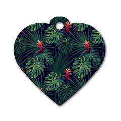 Tropical Flowers Dog Tag Heart (one Side) by goljakoff