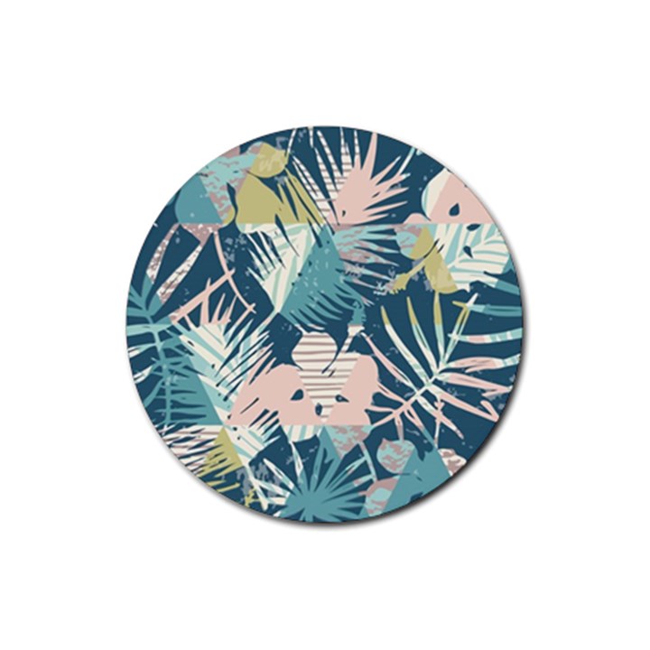 Abstract flowers Rubber Coaster (Round) 