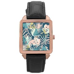 Abstract Flowers Rose Gold Leather Watch  by goljakoff