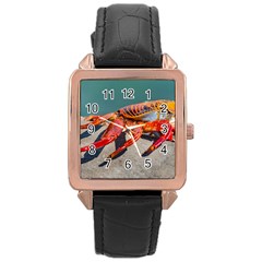 Colored Crab, Galapagos Island, Ecuador Rose Gold Leather Watch 