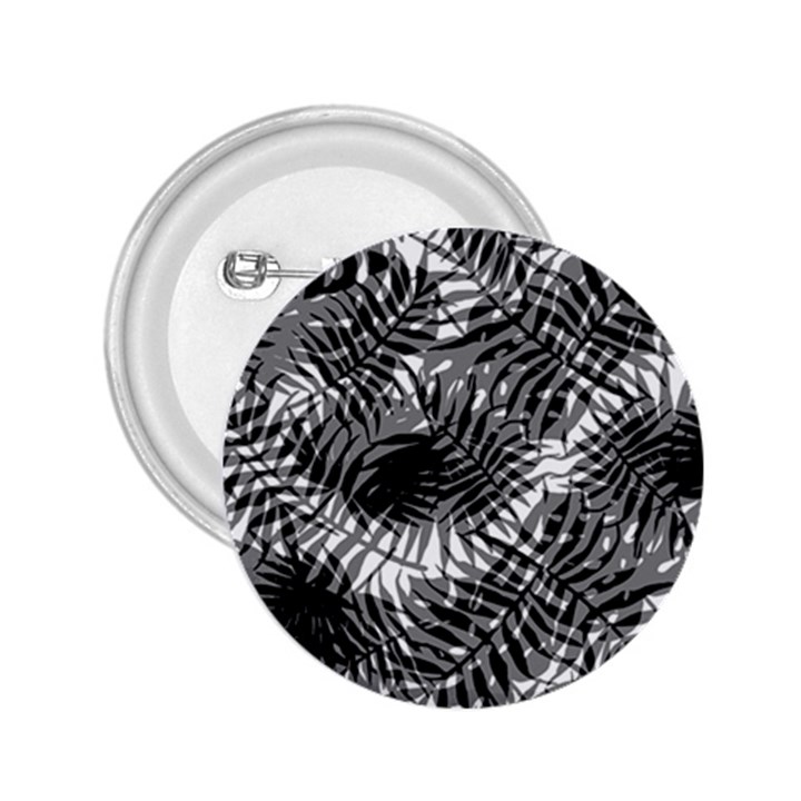 Tropical leafs pattern, black and white jungle theme 2.25  Buttons