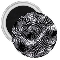 Tropical Leafs Pattern, Black And White Jungle Theme 3  Magnets by Casemiro