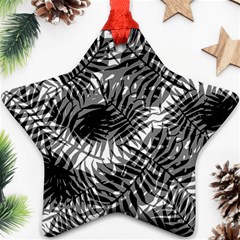 Tropical Leafs Pattern, Black And White Jungle Theme Ornament (star) by Casemiro