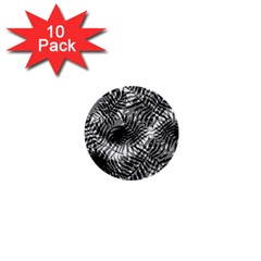 Tropical Leafs Pattern, Black And White Jungle Theme 1  Mini Buttons (10 Pack)  by Casemiro