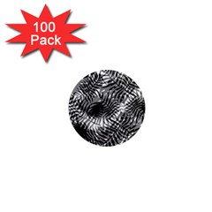 Tropical Leafs Pattern, Black And White Jungle Theme 1  Mini Magnets (100 Pack)  by Casemiro