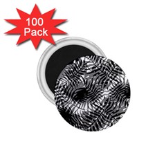 Tropical Leafs Pattern, Black And White Jungle Theme 1 75  Magnets (100 Pack)  by Casemiro