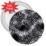 Tropical leafs pattern, black and white jungle theme 3  Buttons (100 pack)  Front