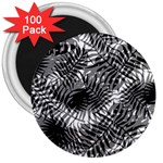 Tropical leafs pattern, black and white jungle theme 3  Magnets (100 pack) Front