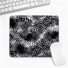 Tropical Leafs Pattern, Black And White Jungle Theme Large Mousepads by Casemiro