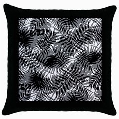 Tropical Leafs Pattern, Black And White Jungle Theme Throw Pillow Case (black) by Casemiro