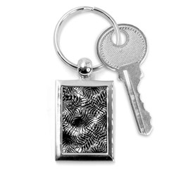 Tropical Leafs Pattern, Black And White Jungle Theme Key Chain (rectangle) by Casemiro