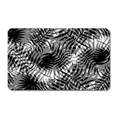 Tropical Leafs Pattern, Black And White Jungle Theme Magnet (rectangular) by Casemiro