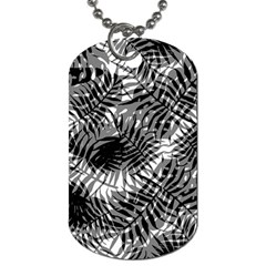 Tropical Leafs Pattern, Black And White Jungle Theme Dog Tag (one Side) by Casemiro