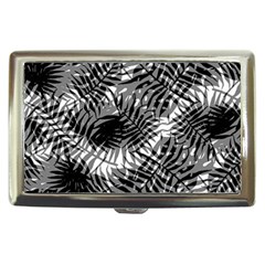 Tropical Leafs Pattern, Black And White Jungle Theme Cigarette Money Case by Casemiro