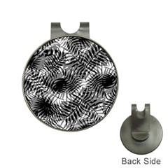 Tropical Leafs Pattern, Black And White Jungle Theme Hat Clips With Golf Markers by Casemiro