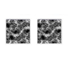 Tropical Leafs Pattern, Black And White Jungle Theme Cufflinks (square) by Casemiro