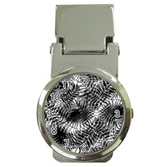 Tropical Leafs Pattern, Black And White Jungle Theme Money Clip Watches by Casemiro