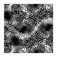 Tropical Leafs Pattern, Black And White Jungle Theme Medium Glasses Cloth (2 Sides) by Casemiro