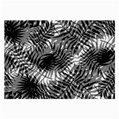 Tropical Leafs Pattern, Black And White Jungle Theme Large Glasses Cloth (2 Sides) by Casemiro