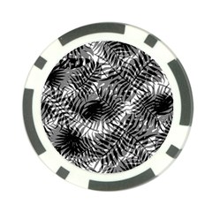 Tropical Leafs Pattern, Black And White Jungle Theme Poker Chip Card Guard by Casemiro