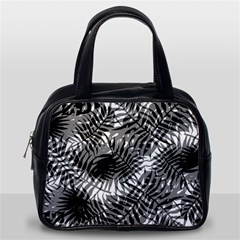 Tropical Leafs Pattern, Black And White Jungle Theme Classic Handbag (one Side) by Casemiro