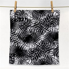 Tropical Leafs Pattern, Black And White Jungle Theme Face Towel by Casemiro