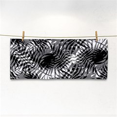 Tropical Leafs Pattern, Black And White Jungle Theme Hand Towel by Casemiro