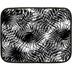 Tropical Leafs Pattern, Black And White Jungle Theme Fleece Blanket (mini) by Casemiro