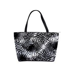 Tropical Leafs Pattern, Black And White Jungle Theme Classic Shoulder Handbag