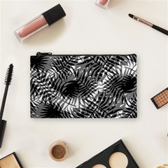 Tropical Leafs Pattern, Black And White Jungle Theme Cosmetic Bag (small) by Casemiro