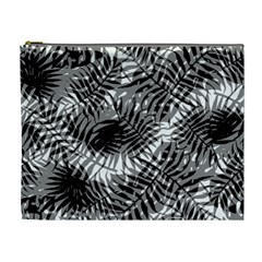 Tropical Leafs Pattern, Black And White Jungle Theme Cosmetic Bag (xl) by Casemiro