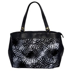 Tropical Leafs Pattern, Black And White Jungle Theme Oversize Office Handbag by Casemiro