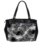 Tropical leafs pattern, black and white jungle theme Oversize Office Handbag (2 Sides) Back