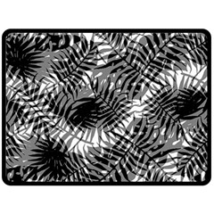 Tropical Leafs Pattern, Black And White Jungle Theme Fleece Blanket (large)  by Casemiro