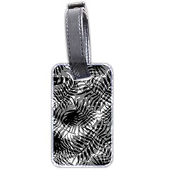 Tropical Leafs Pattern, Black And White Jungle Theme Luggage Tag (two Sides) by Casemiro