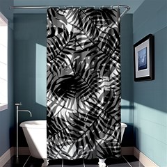 Tropical Leafs Pattern, Black And White Jungle Theme Shower Curtain 36  X 72  (stall)  by Casemiro