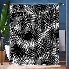 Tropical Leafs Pattern, Black And White Jungle Theme Shower Curtain 60  X 72  (medium)  by Casemiro