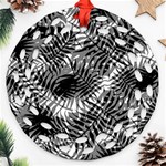 Tropical leafs pattern, black and white jungle theme Ornament (Round Filigree) Front