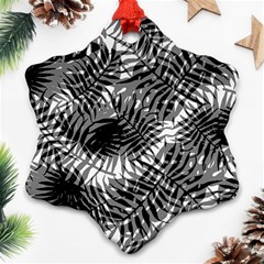 Tropical Leafs Pattern, Black And White Jungle Theme Ornament (snowflake) by Casemiro